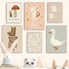 Nordic Cartoon Rabbit Fox Mouse Goose Duck Wall Art Canvas Painting Retro Poster and Prints Wall Pictures Baby Kids Room Decor