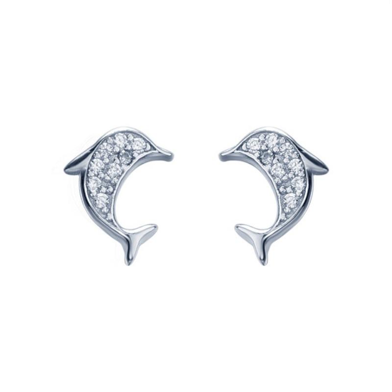 Ocean Style Silver Earrings Feminine Earrings Korean Long Personalized Dolphin-shaped Earrings