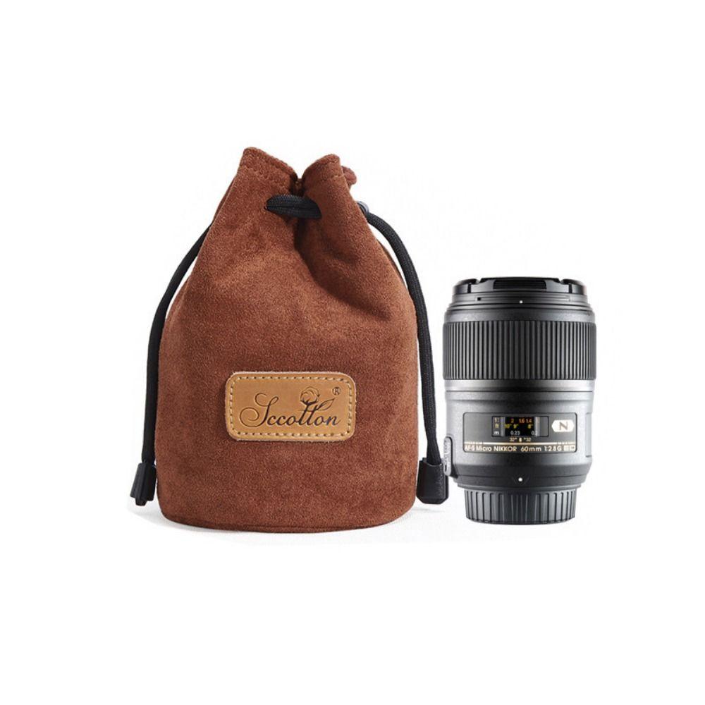 Portable Camera Storage Bag Soft Lens Protective Case Vintage Lens Pouch for Canon/Nikon Camera
