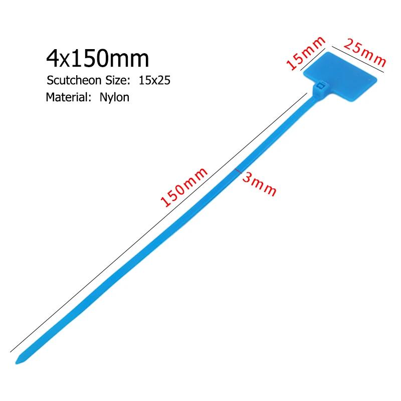 100 шт. Легко маркируемые нейлоновые кабельные стяжки 4*150 мм, бирки, пластиковые петлевые стяжки, маркеры, кабельные бирки, самозатягивающиеся хомуты