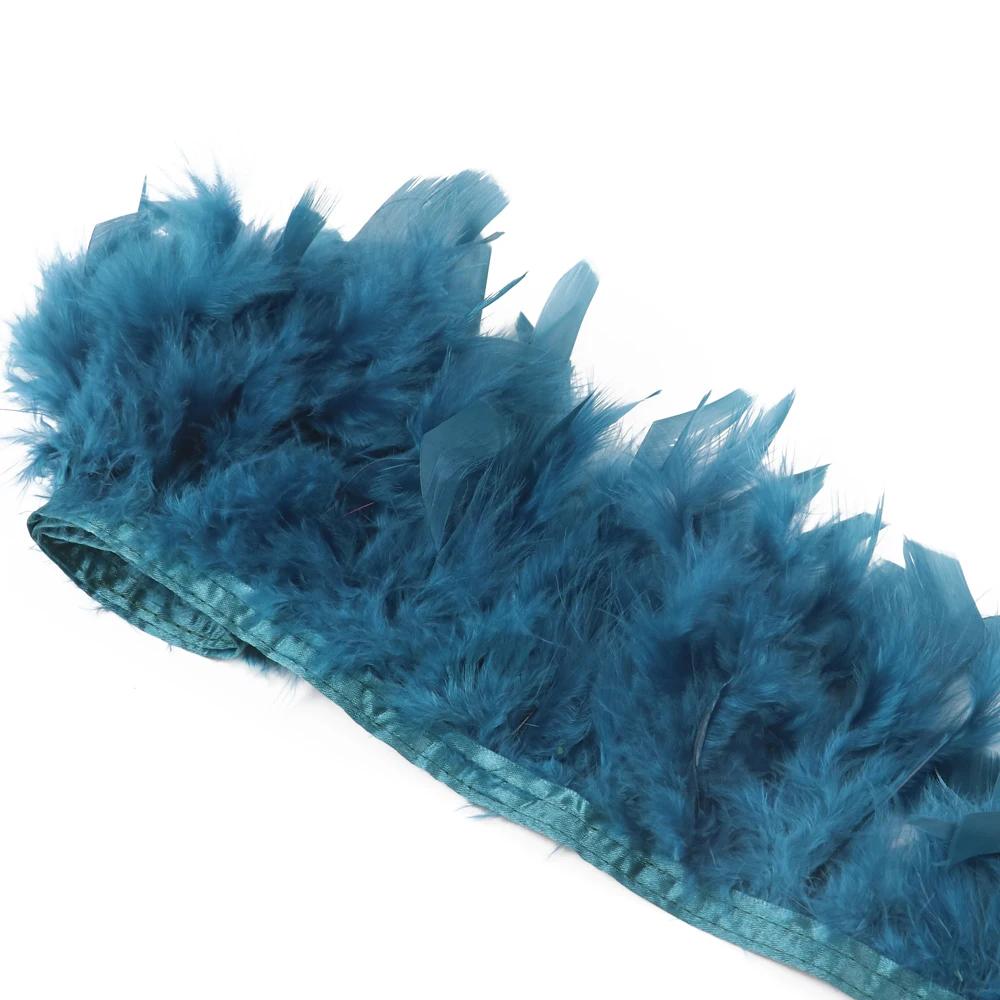 1 метр Натуральная отделка из перьев индейки Высота 10-15 см Свадебная одежда Украшение платья DIY Перьевая лента Швейные поделки