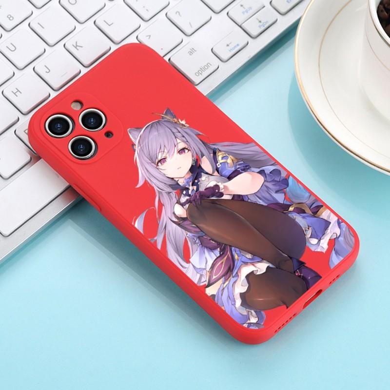 Genshin Impact Keqing Phone Case For IPhone 14 11 12 13 Pro Max X XR XSMax 6 6S 7 8 Plus SE 2022 Soft Square Color Phone Cover