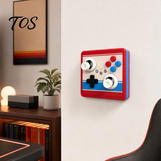 Red Blue Gamepad Switch Cover Retro Arcade Game Controller Light Cover, 1-Gang/2-Gang Wall Plate with Joystick XYAB Gaming Console Decorative Buttons,