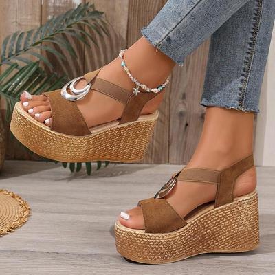 Богемные металлические украшения Шлепанцы Женские 2025 Лето Массивная платформа Супер высокий танкетка Сандалии Задний ремешок Пляжная обувь