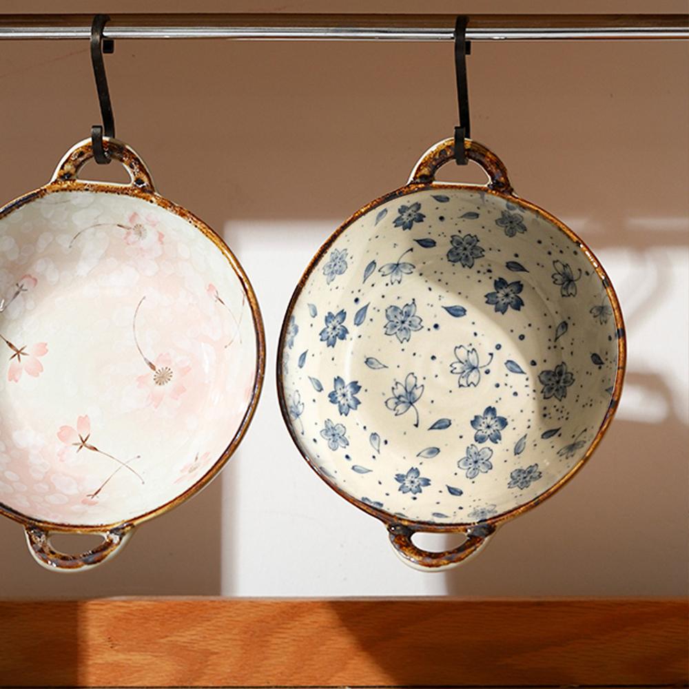 7,5-дюймовая японская домашняя миска для лапши, керамическая миска для супа с ручкой, миска для салата, пасты, кухонная посуда, микроволновая печь, посуда для выпечки