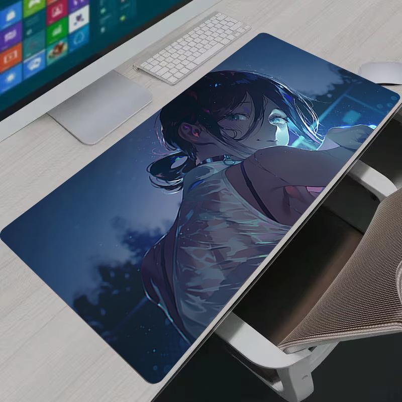 Mouse Pad Kawaii Anime Girl Reze Keyboard Pad Laptop Pc Black And White Flower Desktop Mouse Mat Cchainsaw Man Gaming Mousepad