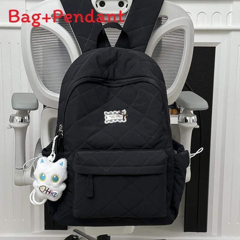 Nylon Quilted Backpack For Women With Butterfly Pattern And Lightweight Design For Daily Use