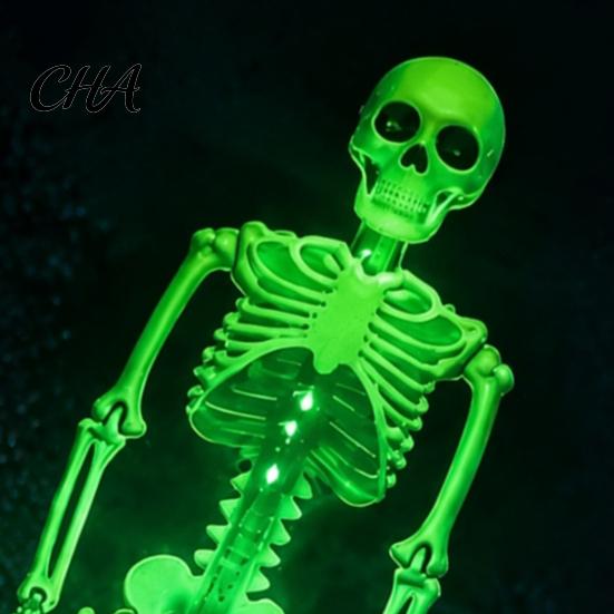 Haunted House Landscape Lighting Solar Skeleton Garden Stake Light, Halloween 3D Glowing Skull Yard Plastic Lawn Decor with LED, Waterproof
