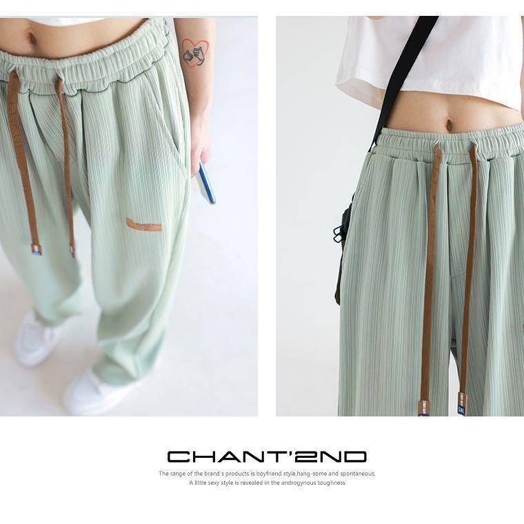 Women's High Waist Ice Silk Wide-Leg Drape Pants - Japanese Yamamoto Style, Loose & Pleated for Lazy Summer Days