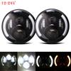 For Lada 4x4 Urban Niva Wrangler TJ JK LJ CJ Land Rover Defender Hummer Running Lights 7 Inch LED Headlight H4 Hi-Lo