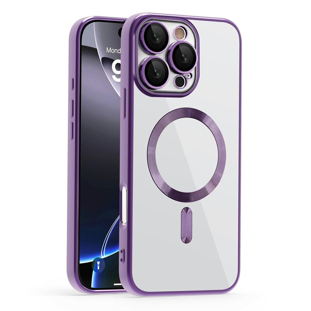 Для iPhone 16 Pro Max Чехол Совместимый с MagSafe ТПУ+ПК Прозрачная Задняя Крышка