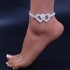 Hip Hop Shiny Zircon Heart Anklet Bracelet For Women Foot Ankle Chain Beach Foot Jewelry