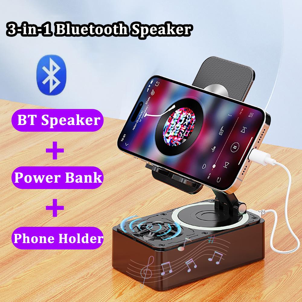 3 в 1 Bluetooth Настольный Держатель для Мобильного Телефона, Крепление, Многофункциональный Складной Вращающийся Кронштейн, Динамик для Звонков, Аудио, Внешний Аккумулятор
