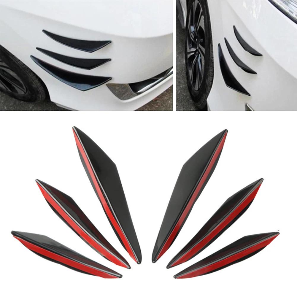 6Pcs Car Front Bumper Lip Decoration Diffuser Shunt Fin Body Spoiler Canard Universal Auto Modified Canard Exterior Parts