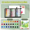 Mini Watercolor Kit Travel Watercolor Paint Set with Sketchbook Binder Clip Pen Portable Watercolor Palette with 12/24 Color Paints for Beginners