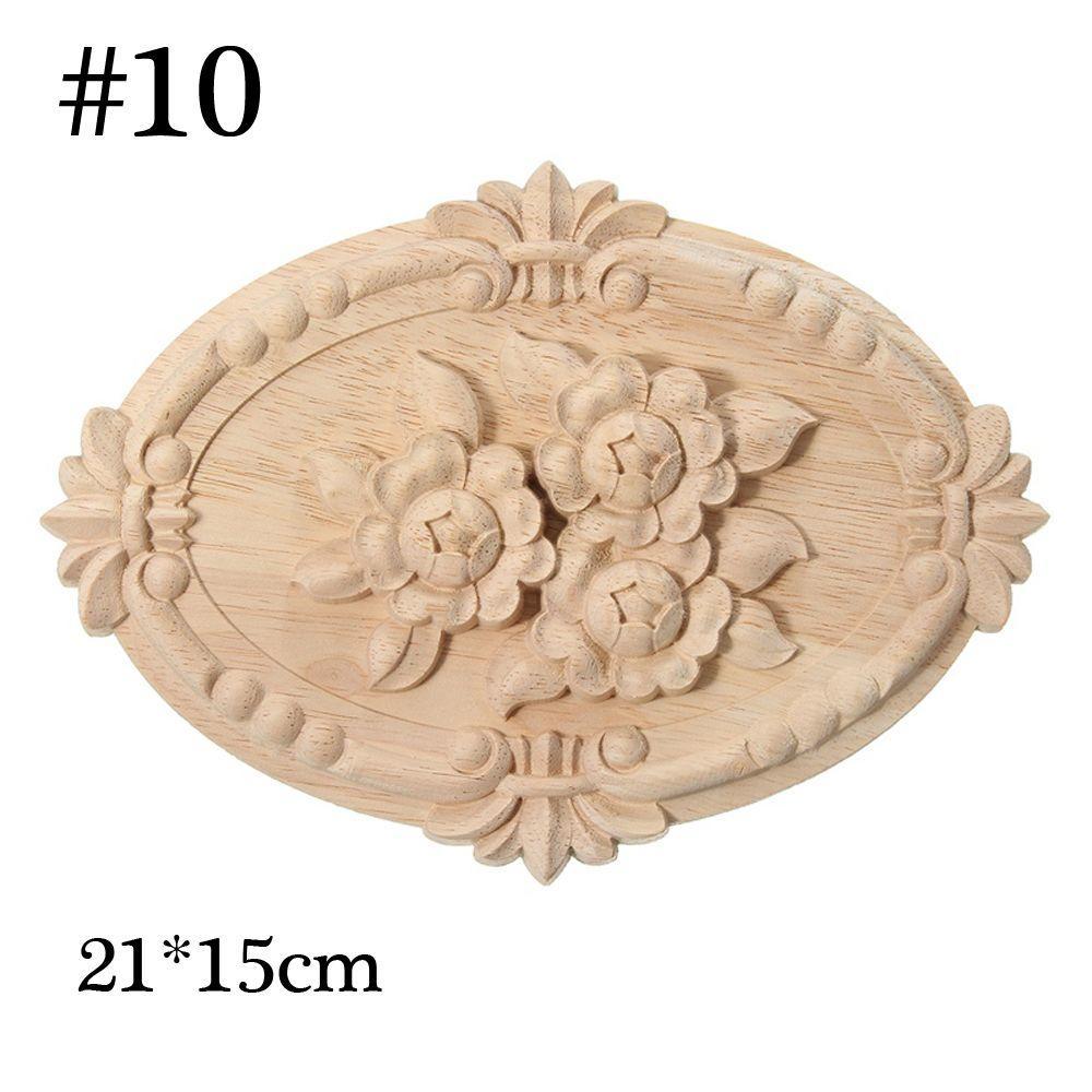 Decorative Corner Floral Wood Carved Decal Wooden Figurines Wall Doors Decoration Appliques Frame