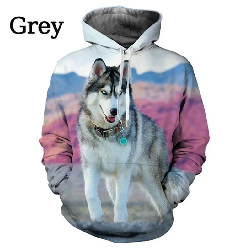 Толстовки с капюшоном с изображением собак хаски с 3D-принтом для мужчин, с изображением животных, для отдыха, модные толстовки с длинным рукавом, женская и детская одежда