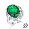925 Sterling Silver Rings For Women Classic Created Russian Nano Emerald Luxury Ring Love Birthday Gifts Fine Jewellery