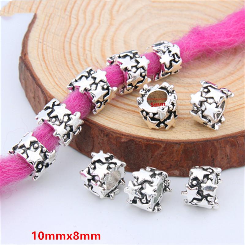 5pcs/bag Silver Metal Hair Rings Braid Dreadlocks Bead Hair Cuffs Dread Tube Charm Dreadlock for DIY Hair Accessaries