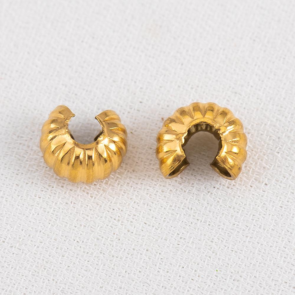 10pcs 20pcs 5mm Gold Plated Open Crimp Covering Beads Pumpkin Stainless Steel End Beads Stopper DIY Jewelry Making Accessories