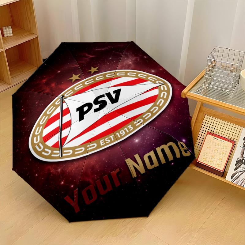 Автоматический 3-складной зонт PSV Eindhoven FC, 8 ребер, ветрозащитный, складной, защита от солнца и дождя, для путешествий на открытом воздухе, для ежедневного использования