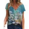 Модные весенние блузки с принтом одуванчиков, футболки с коротким рукавом и V-образным вырезом, повседневные