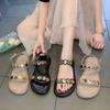 Обувь One Word Open Toe Apricot Beach Outdoor Platform No Cabble Summer Flat Rubber Sandals for Women Женская обувь