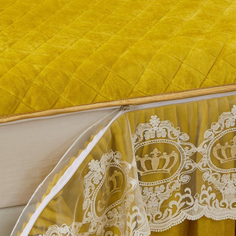 3 шт. Утолщенная кружевная юбка для кровати на осень и зиму, Кружевная накидка на кровать из кристального бархата, Мягкая и удобная, Постельное белье для спальни и гостевой комнаты