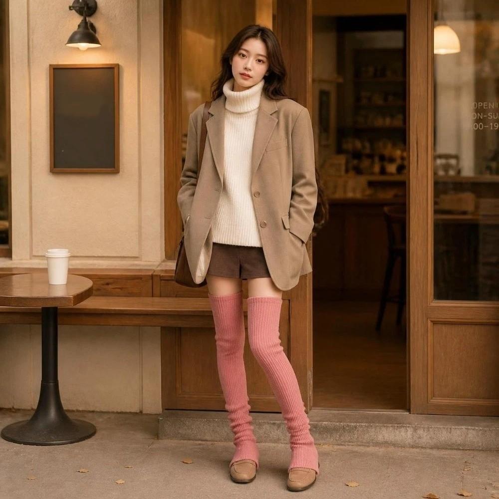 Stripe Above Knee Socks Multicolor Long Stockings Simple Leg Warmers Women