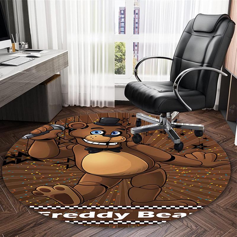 1pc Freddy bear1 Print Round Carpet Chair Round Carpet Suitable for Bedroom Living Room Home Decorative Carpet