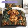 Happy Dachshund Pattern Bedding Home Decoration Birthday Gift (1 * duvet cover + 2 * pillowcase, without core)