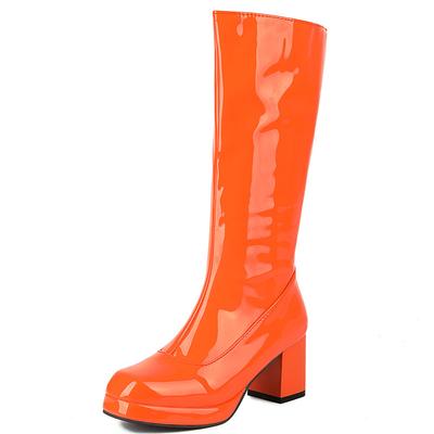 Женские высокие сапоги на платформе с застежкой-молнией, длинные сапоги, синие, зеленые, красные, белые, на каблуке, праздничные туфли, женская зимняя обувь, туфли большого размера