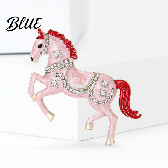 Unisex Brooch Pin Galloping Horse Enamel Rhinestones Studded Sophisticated Chinese