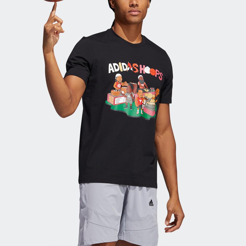 Adidas T Shirts Men's Black Crew Neck Moderate Straight Fit HB6168