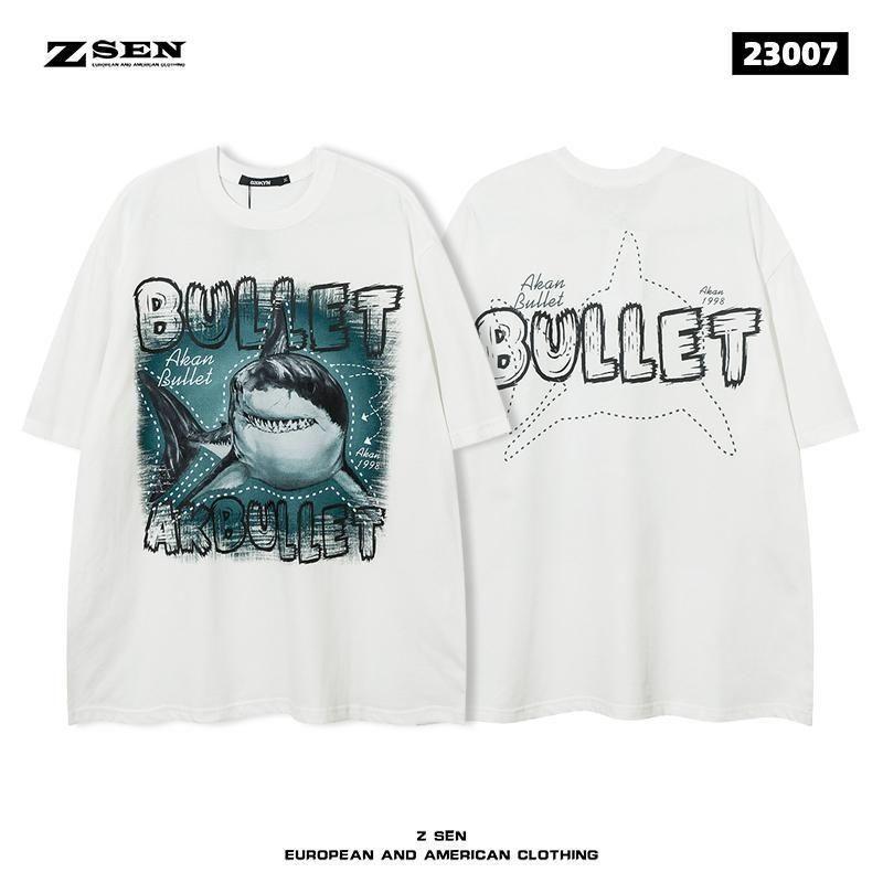 High Street Original Retro Short-sleeved Men's American Trendy Brand Hip-hop Dark Personality Printing Loose Cotton T-shirt