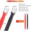 6 шт. Аккумуляторные кабели 2 AWG, 6 дюймов, калибр 2, 15 см, сверхпрочные кабели провода для аккумулятора инвертора из чистой меди с лужеными медными наконечниками 3/8", для RV, грузовика 12–48 В