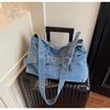 Lazy Style Versatile Retro Soft Denim Bag Large Capacity Commuting Fashion Shoulder Tote Bag Women