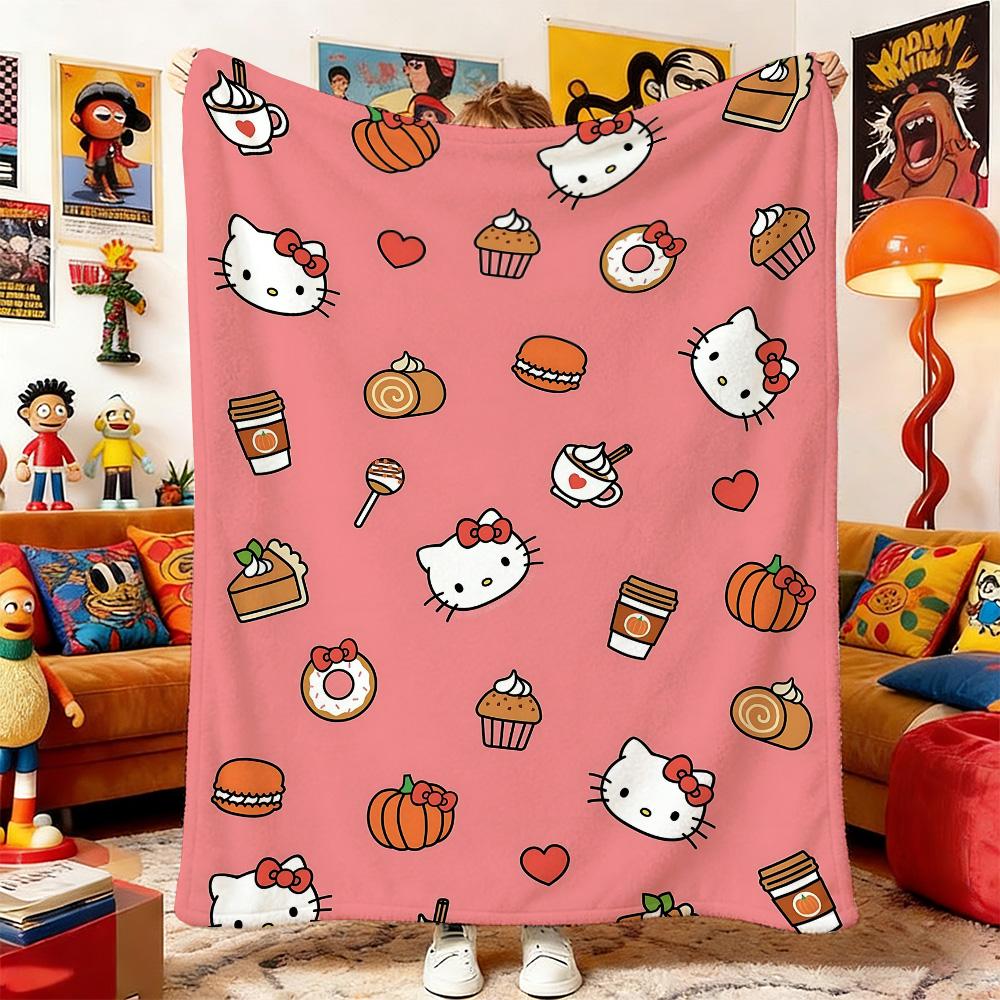 Double Blanket H-Hello K-Kitty Camping Blankets Bedspread on the Bed Home and Decoration Knee Sofas Sofa Bedspreads Picnic Throw