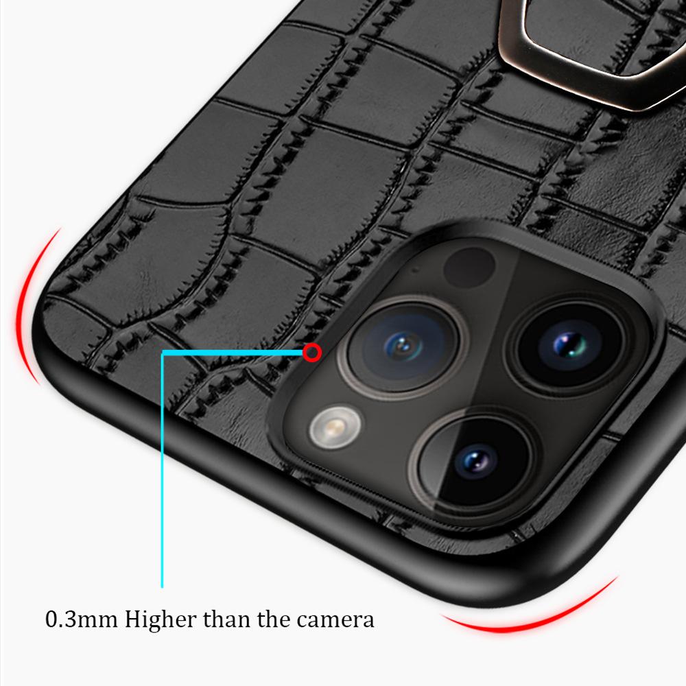 Чехол для мобильного телефона Apple 15 14Pro 12ProMax из коровьей кожи с узором под крокодила, магнитная наклейка-скоба