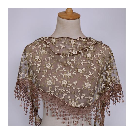 Stylish Flower Pattern Decorative Solid Color Summer Women Lace Elegant Shawl Daily Wear Scarf