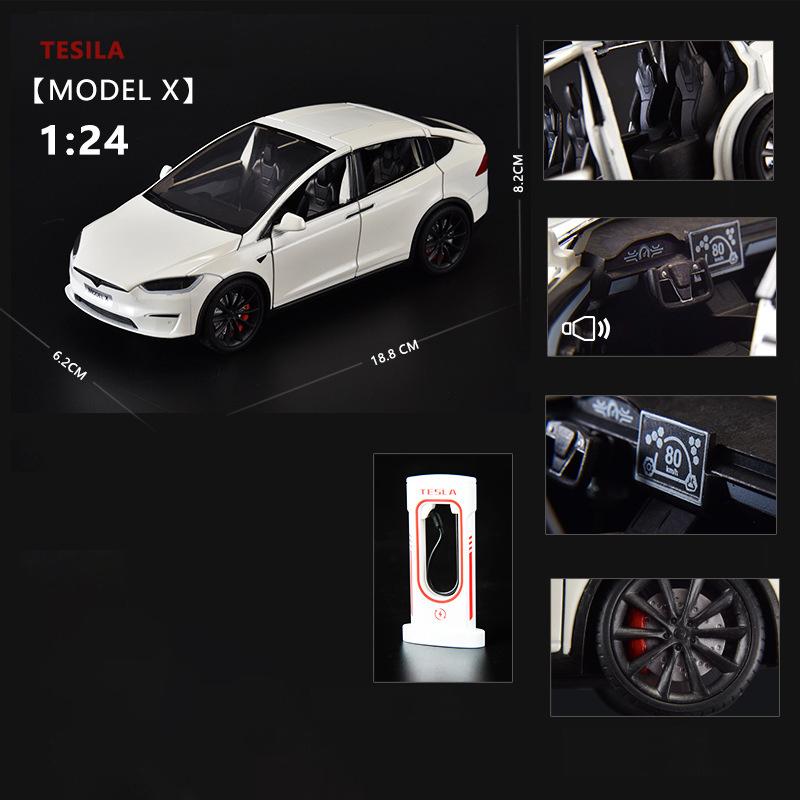 1:24 Модель X Модель Y Tesla Model 3 Литой из сплава Игрушечная модель автомобиля Звук и свет Детская игрушка Коллекционные предметы Подарок на день рождения