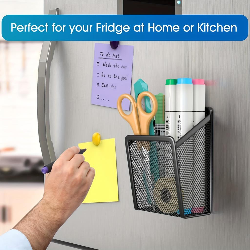 Magnetic Mesh Stainless Steel Pencil Holder: Organize Your Office Or Home with Style