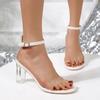 2024 PVC Jelly Sandals Crystal Open Toed High Heels Women Transparent Heel Shoes Sandale Femme Sandalias Mujer Plus Size 36-43