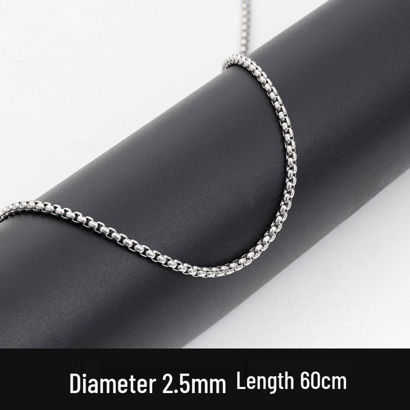 Мужское ожерелье из квадратной жемчужной цепочки из нержавеющей стали - Хип-хоп украшение из титановой стали (2/2.5/3/3.5мм)