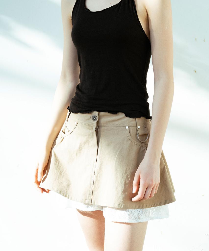 Visus Lily Lace Mini Skirt_Beige