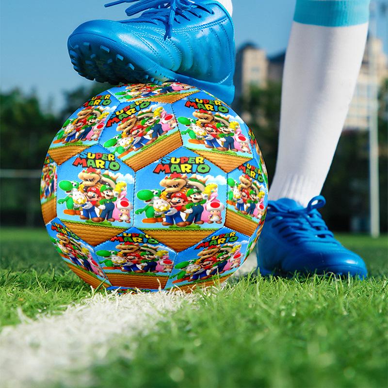 Super Mario Print Size 5 Soccer Ball, PU Wear Resistant Football for Match Training and Daily Practice, Birthday Gift for Soccer Fans