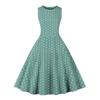Vintage Hot Sale Summer Crew Neck Sleeveless Small Polka Dot Printed Slim Swing Dress