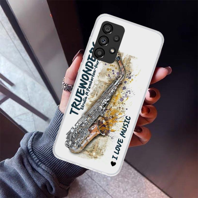 Music Saxophone Instrument Phone Case For Samsung Galaxy A12 A52S A42 A32 A22 A51 A50 Note 20 Ultra 10 S10 Plus A71 A70 A31 A30