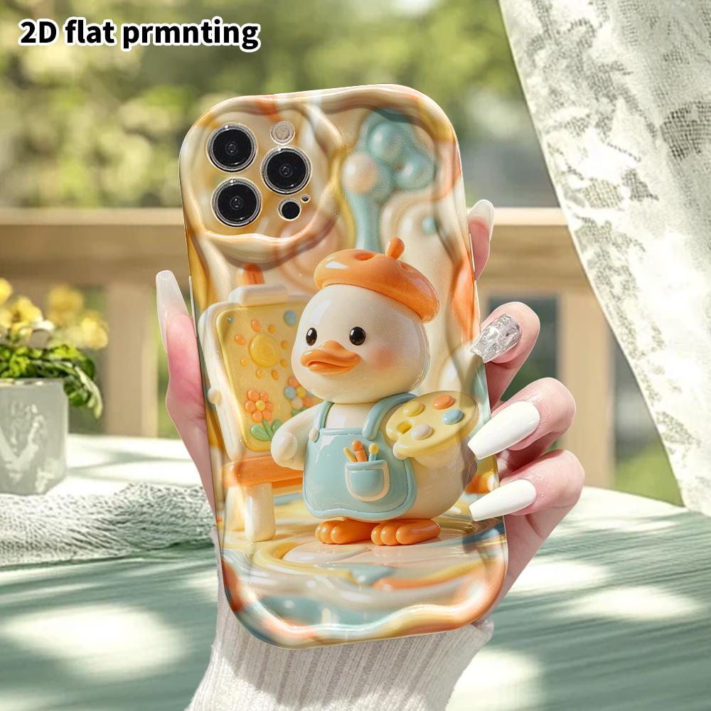 Phone case: 2D flat design, suitable for iPhone 18 17 16 15 14 13 Pro protective case, featuring a little duck drawing, perfect Christmas and Hallowee