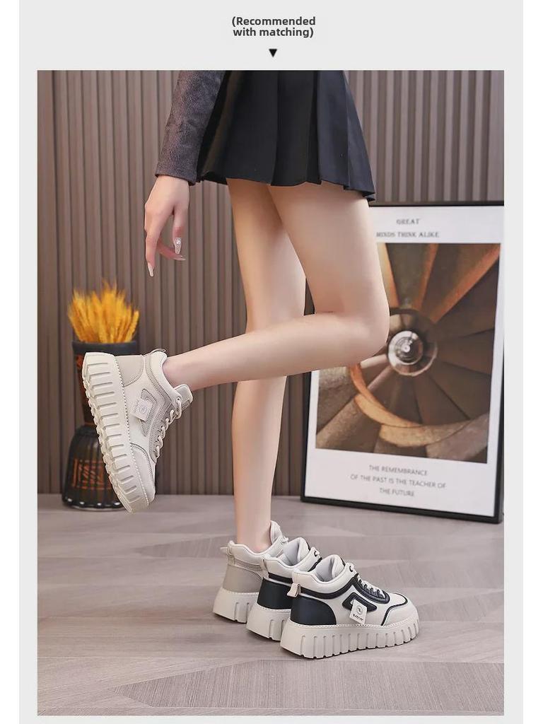 Женские повседневные туфли Dad с высоким берцем и толстой подошвой — осень 2025 г., корейский стиль XQ291.